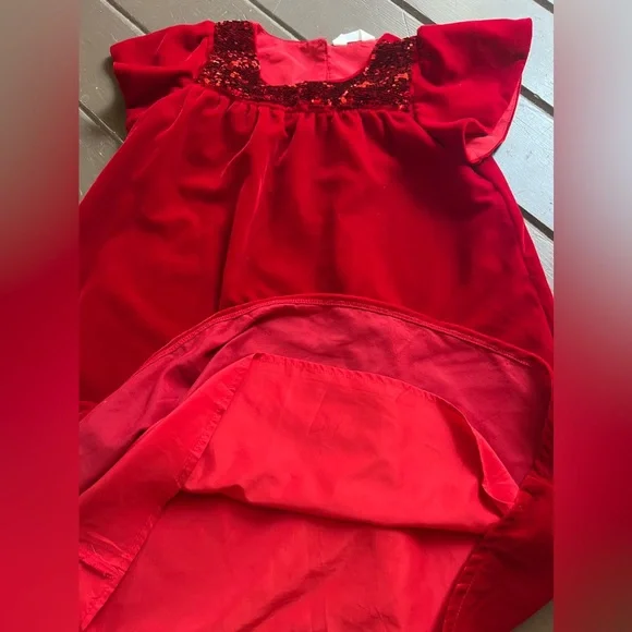 H&M Girls Red sequin Velvet LinedDress
